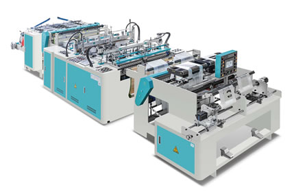 XJBXJ-480X2 High Speed Double Lines T-shirt Bag On Roll With Core Bag Making Machine